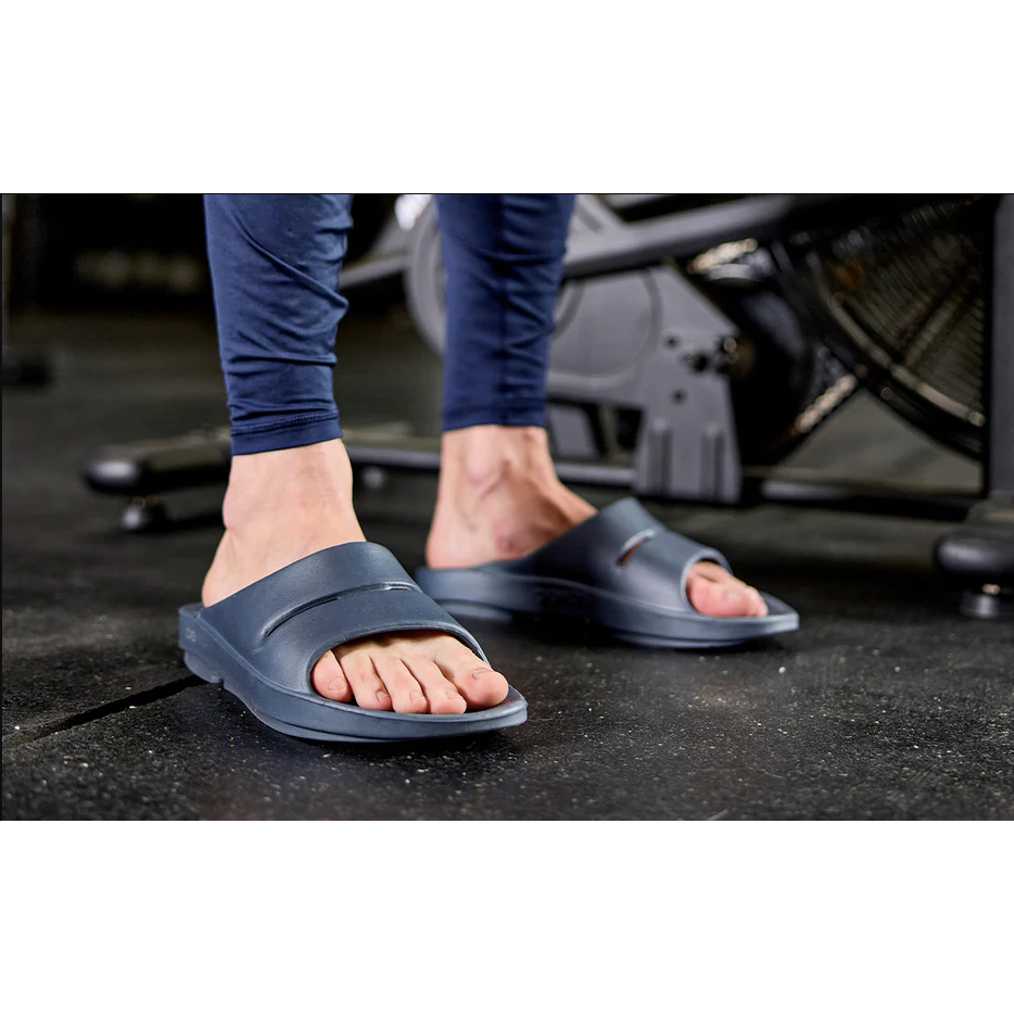 OOFOS Unisex Ooahh Slide Sandal in Moroccan Blue  Unisex Footwear