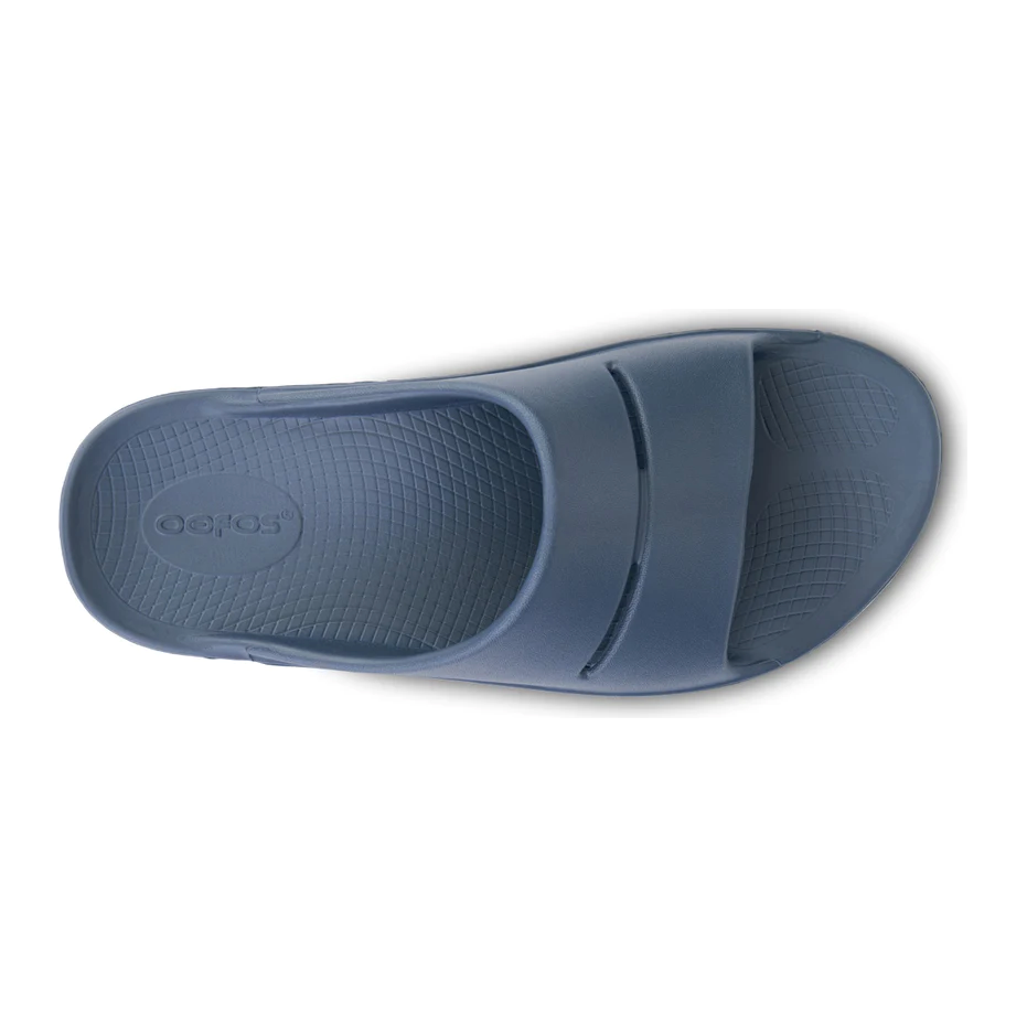 OOFOS Unisex Ooahh Slide Sandal in Moroccan Blue  Unisex Footwear