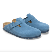 Birkenstock Boston Soft Footbed Suede Leather in Elemental Blue