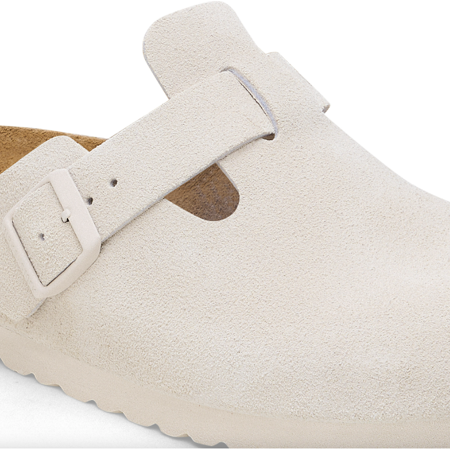 Birkenstock Boston Suede Leather Soft Footbed Clog in Antique White  Men's Footwear