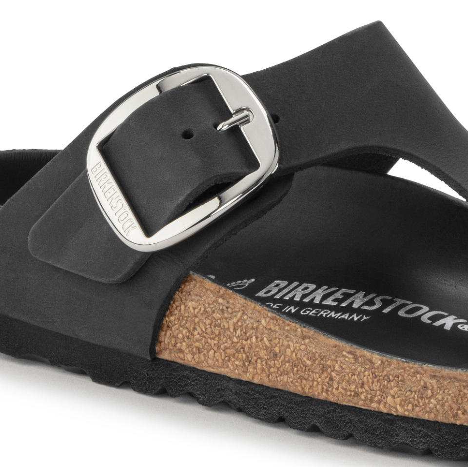 Birkenstock Women Gizeh Big Buckle Oiled Leather in Black  Women's Footwear