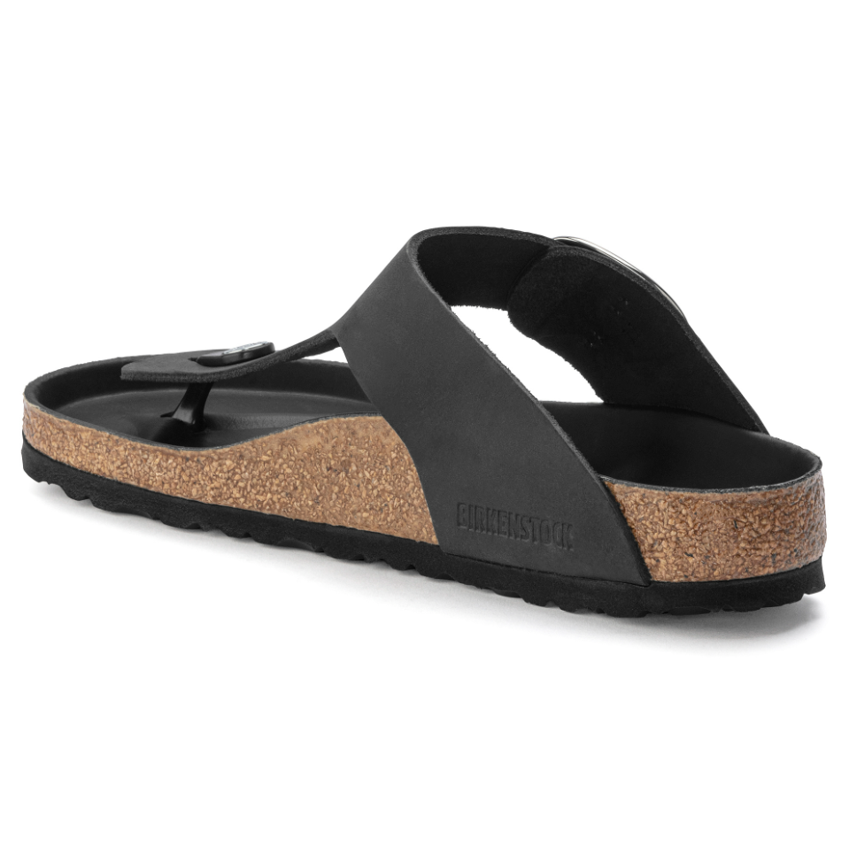 Birkenstock Women Gizeh Big Buckle Oiled Leather in Black  Women's Footwear