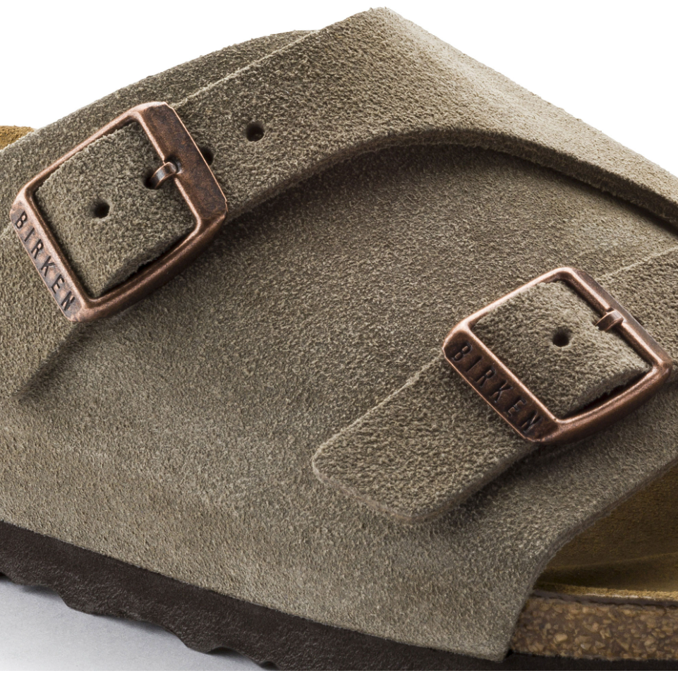 Birkenstock Zürich Suede Leather Sandal in Taupe  Unisex Footwear