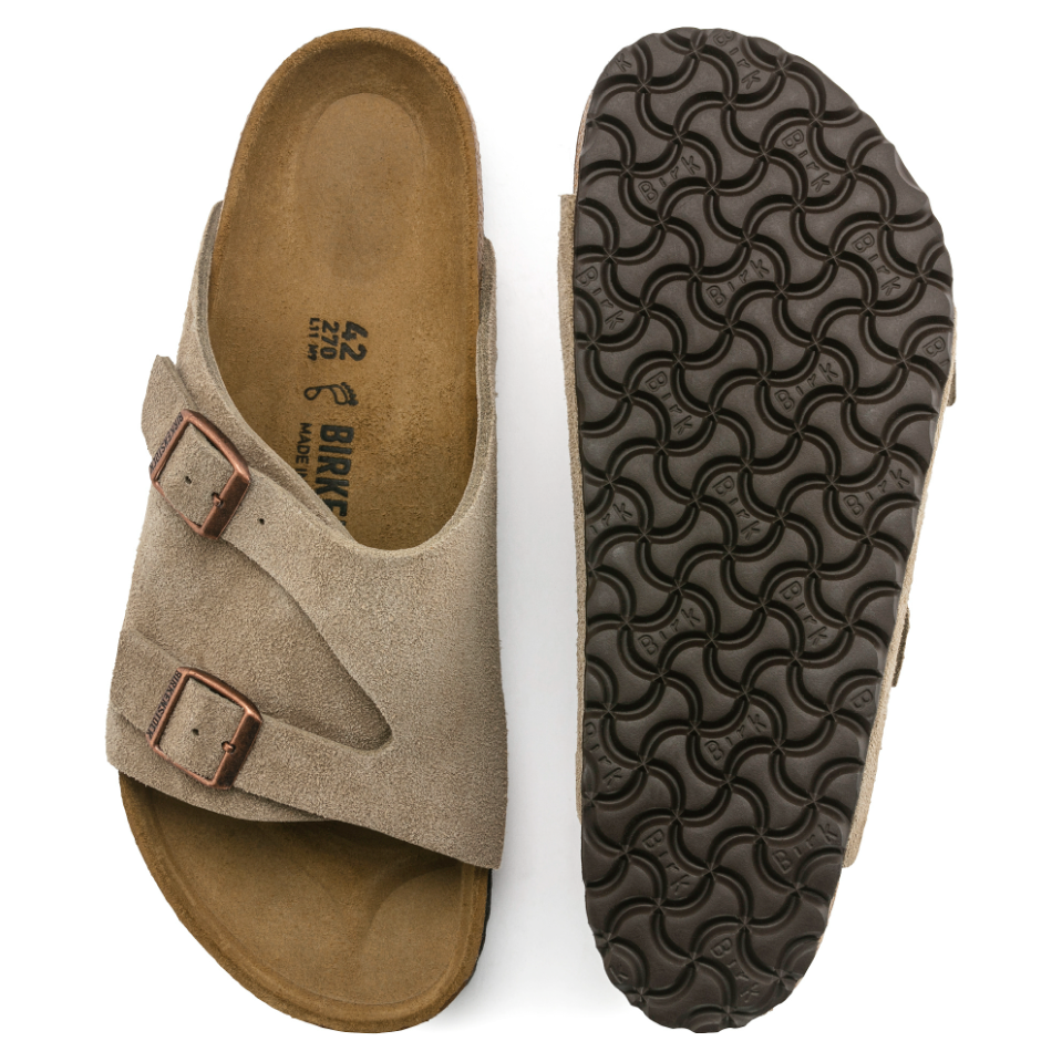 Birkenstock Zürich Suede Leather Sandal in Taupe  Unisex Footwear