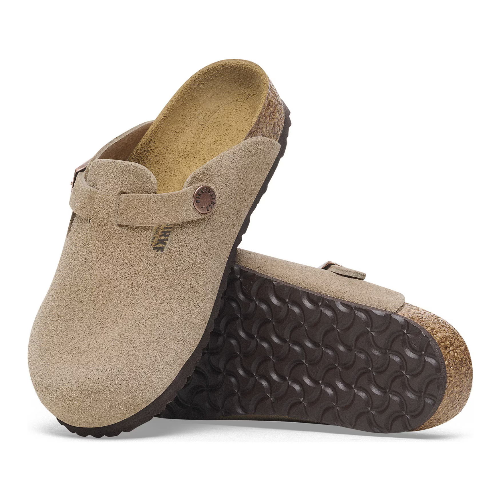 Birkenstock Boston Kids Suede Leather in Taupe