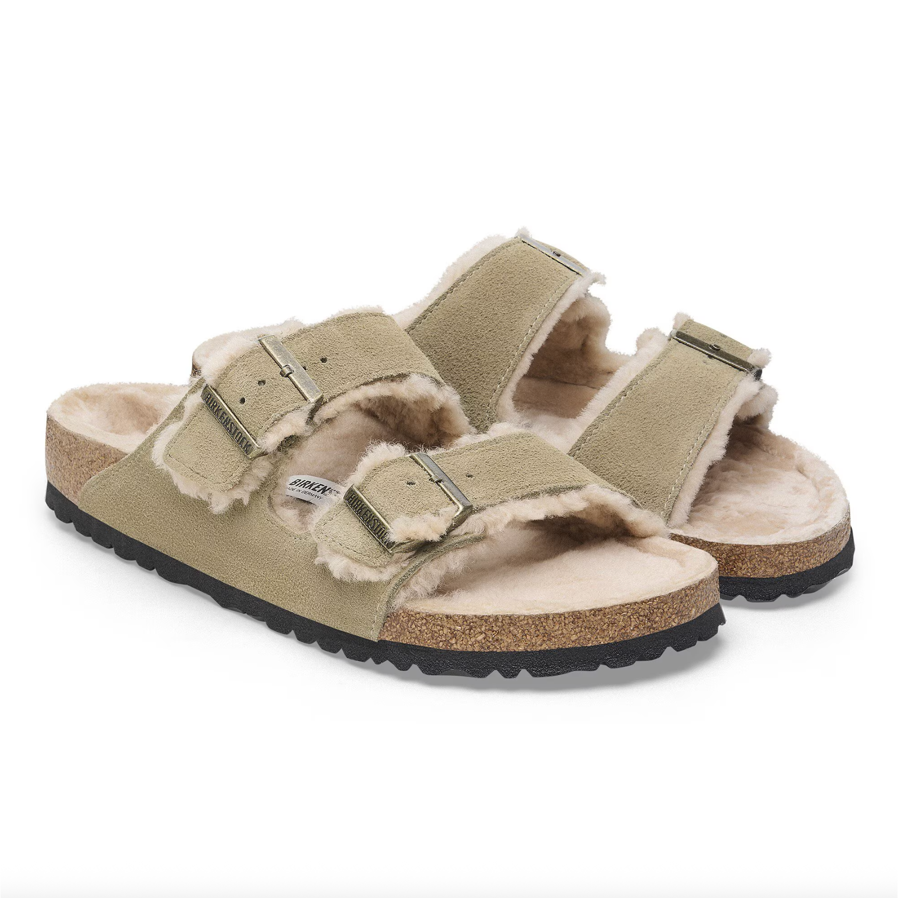 Birkenstock Women's Arizona Shearling Suede Leather in Taupe