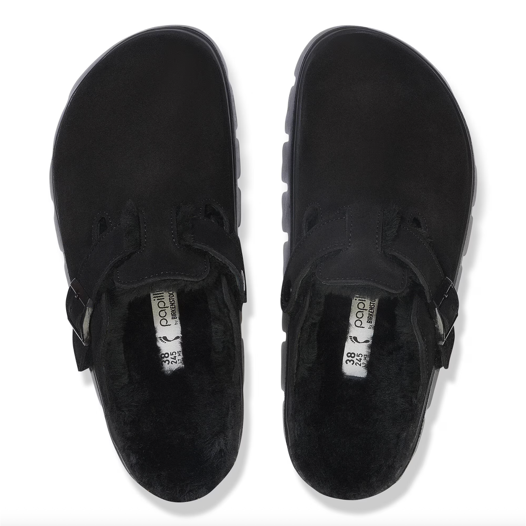 Birkenstock Women's Boston Chunky Shearling Suede Leather-Shearling in Black