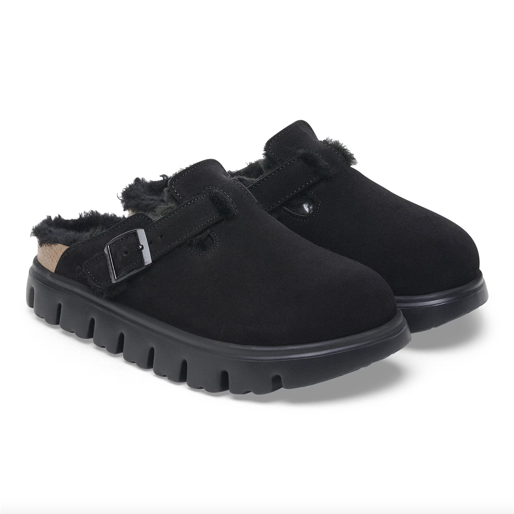 Birkenstock Women's Boston Chunky Shearling Suede Leather-Shearling in Black