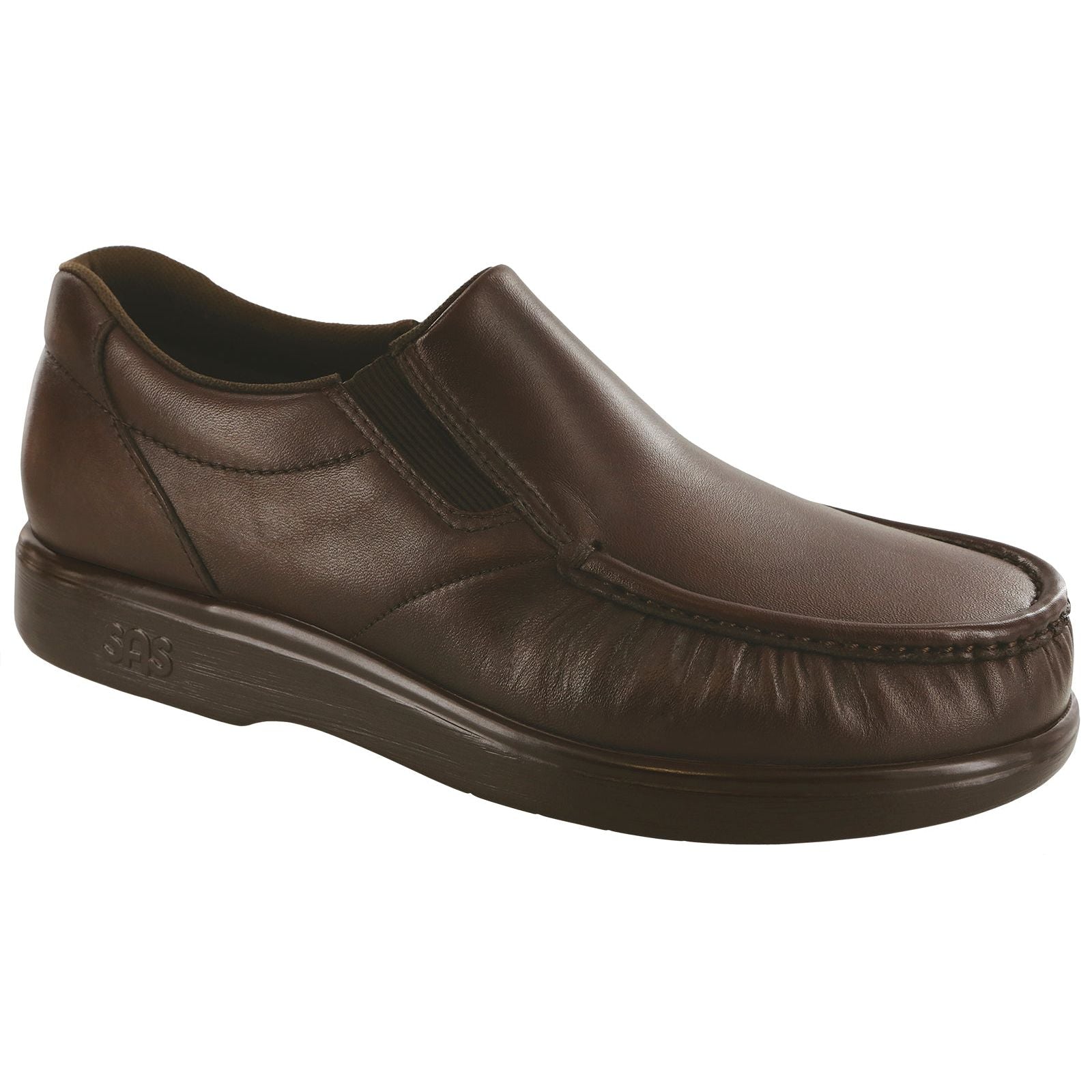 SAS Men's Side Gore Slip On Loafer in Brown