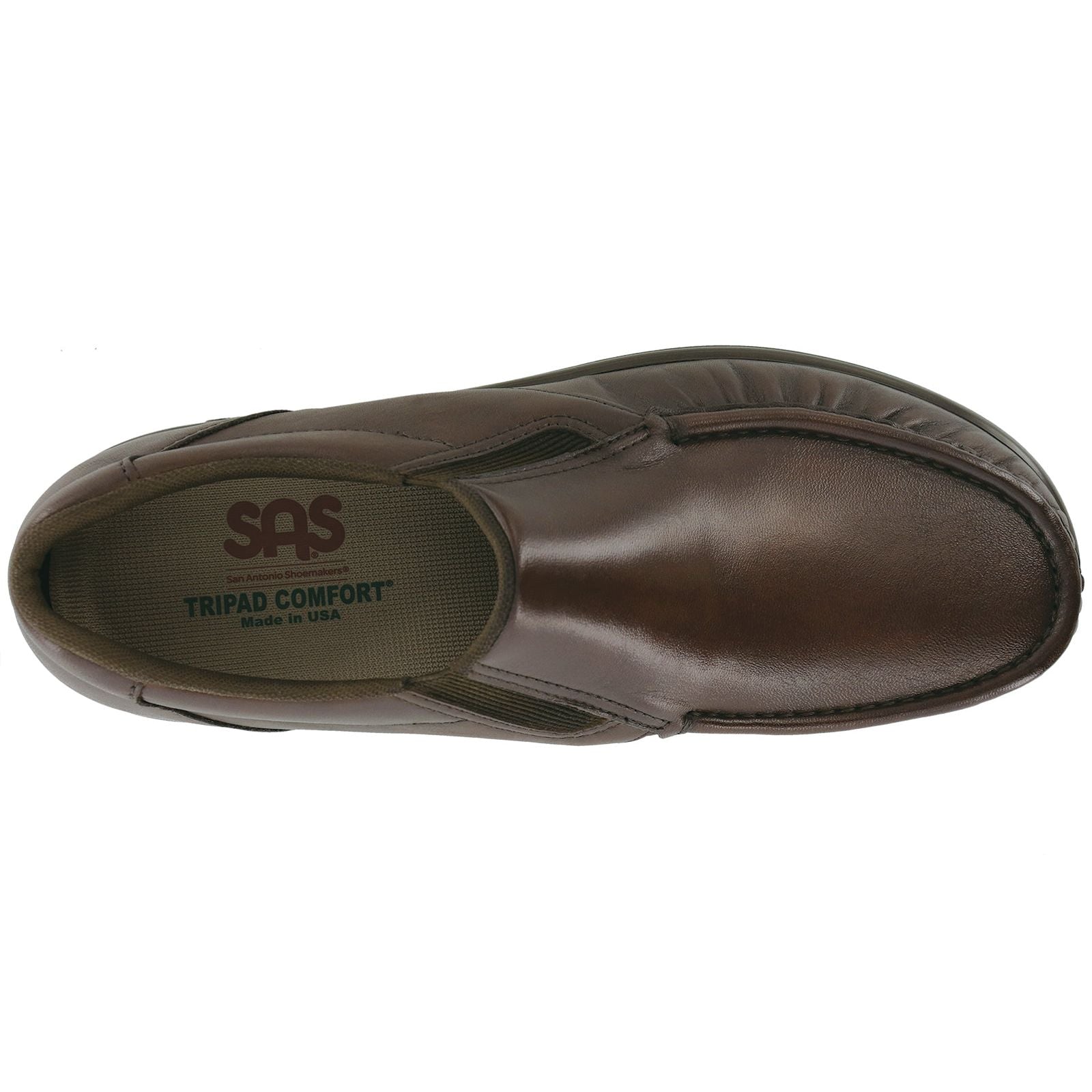 SAS Men's Side Gore Slip On Loafer in Brown