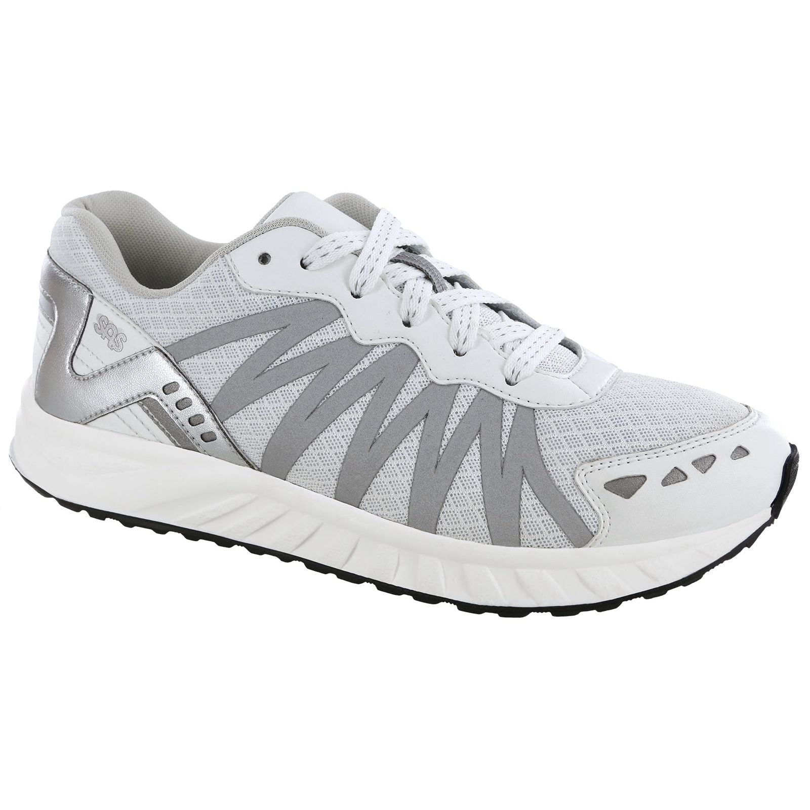 SAS Women's Tempo Lace Up Sneaker in White / Silver