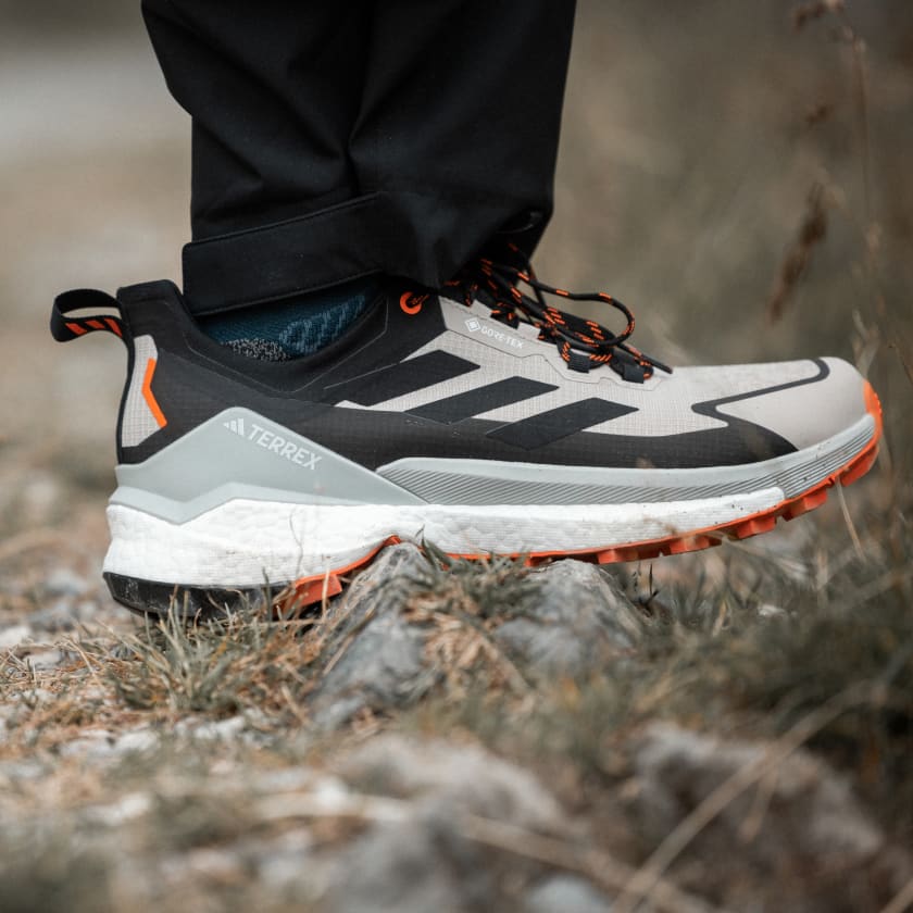 Adidas Men's Terrex Free Hiker 2.0 Low Gore-Tex in Wonder Beige Core Black Semi Impact orange  Men's Footwear