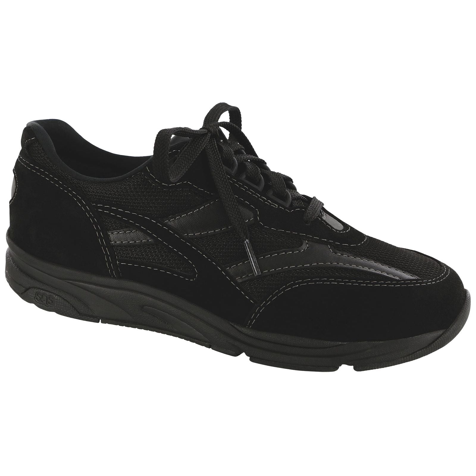 SAS Women's Tour Mesh Lace Up Sneaker Mesh in Black