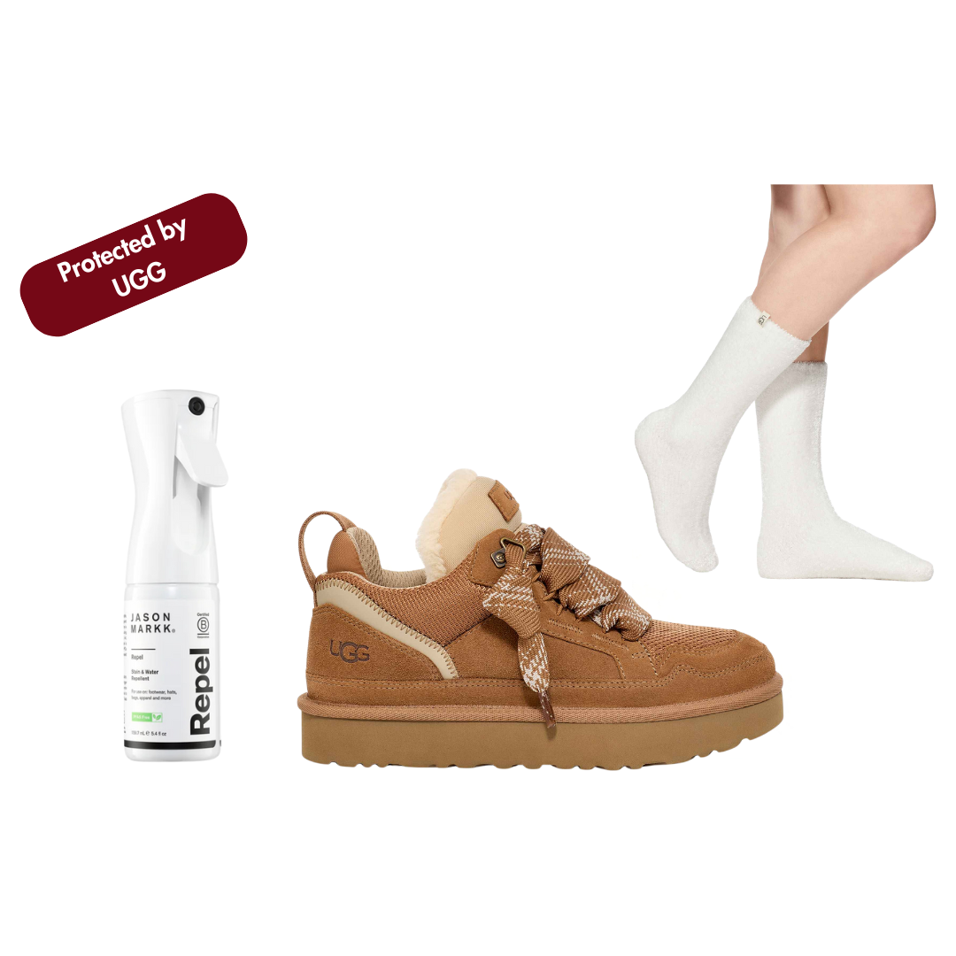 UGG Women's Lowmel Sneaker Chestnut Bundle Includes Jason Markk Repel + UGG Leda Sock