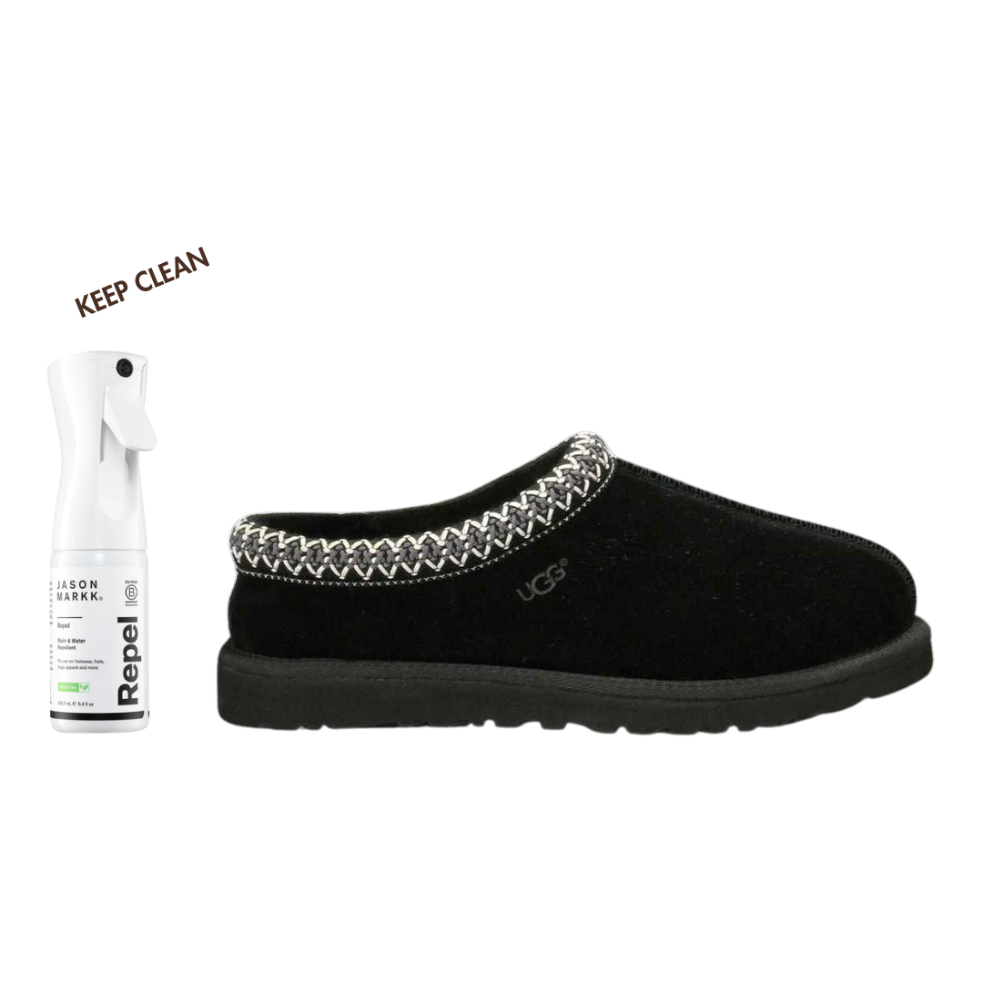 UGG Women's Tasman Slipper in Black Bundled with Jason Markk Repel