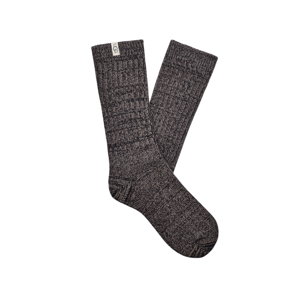 UGG Women's Rib Knit Slouchy Crew Sock in Grey Black