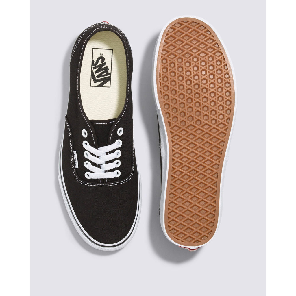 靴 VANS Authentic Black Leather US9 Mens Vans Authentic Leather Black/Black Lace Up Shoes | eBay
