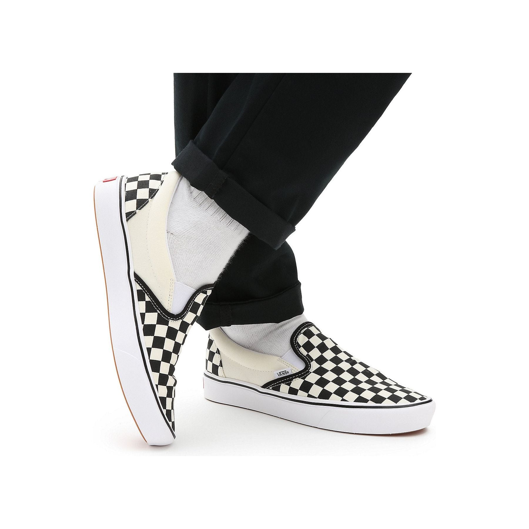 Vans Classic Slip-on Comfycush™ Checkerboard Shoe in Black Off White  Shoes