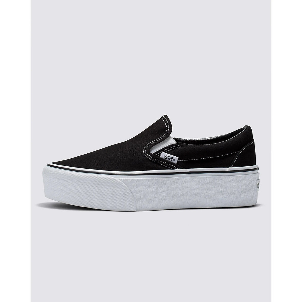 Vans Classic Slip-On Stackform Shoe in Black Classic White Vans Classic Slip-On Stackform Shoe in Black Classic White
