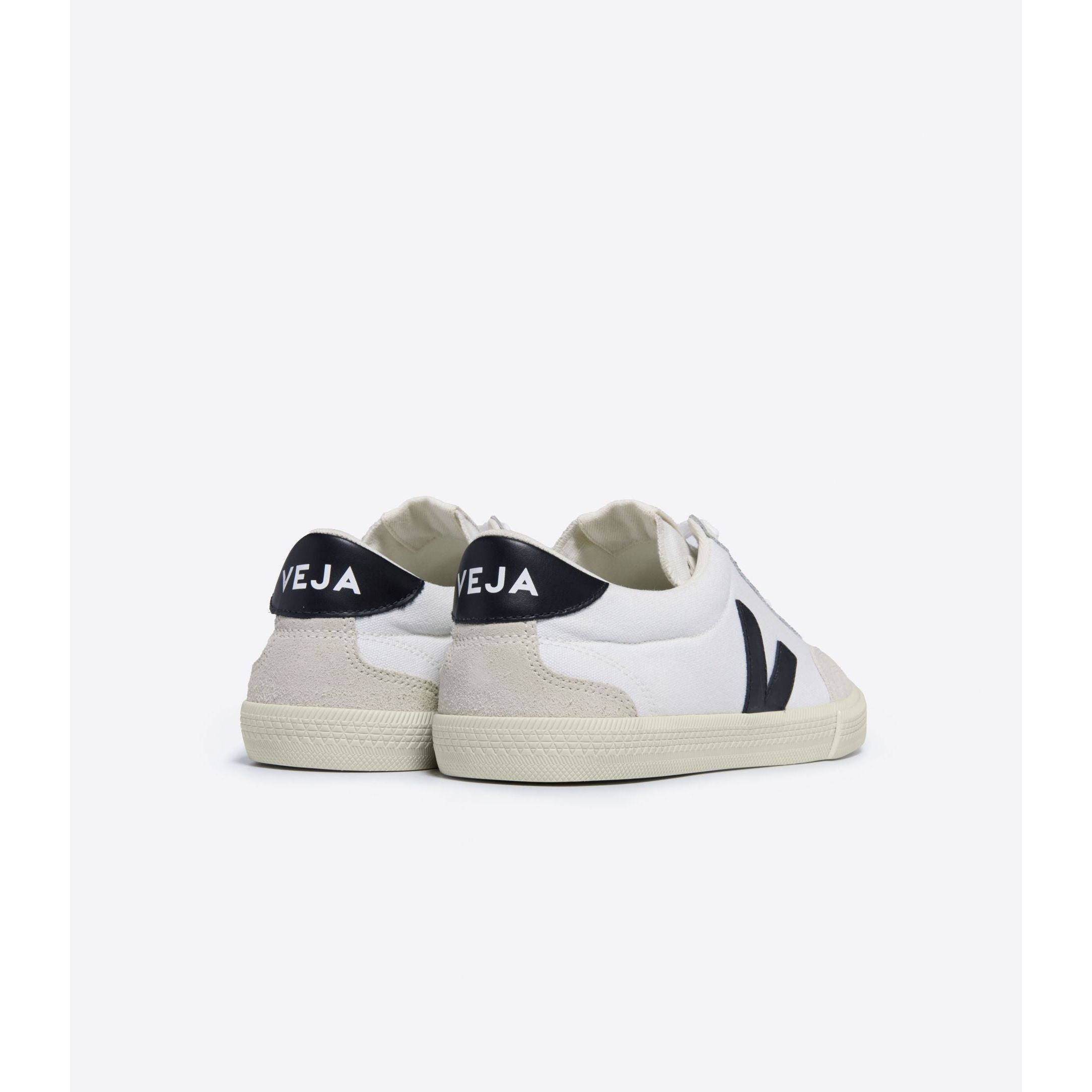 Veja Men's Volley Canvas Sneaker in White Black  Men's Footwear