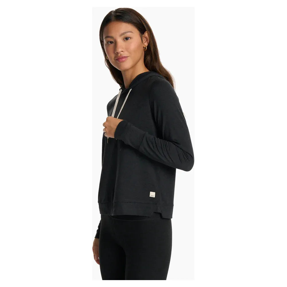 Vuori Women's Halo Essential Hoodie in Black Heather  Clothing