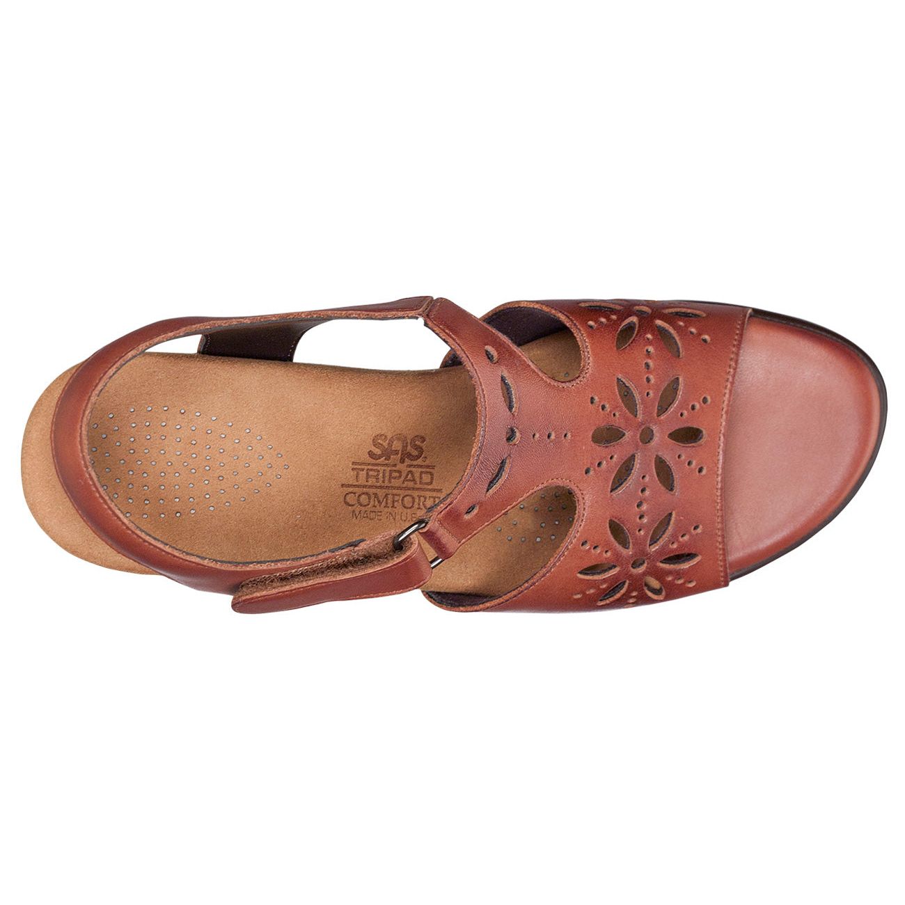 SAS Women's Sunburst Heel Strap Sandal in Chestnut