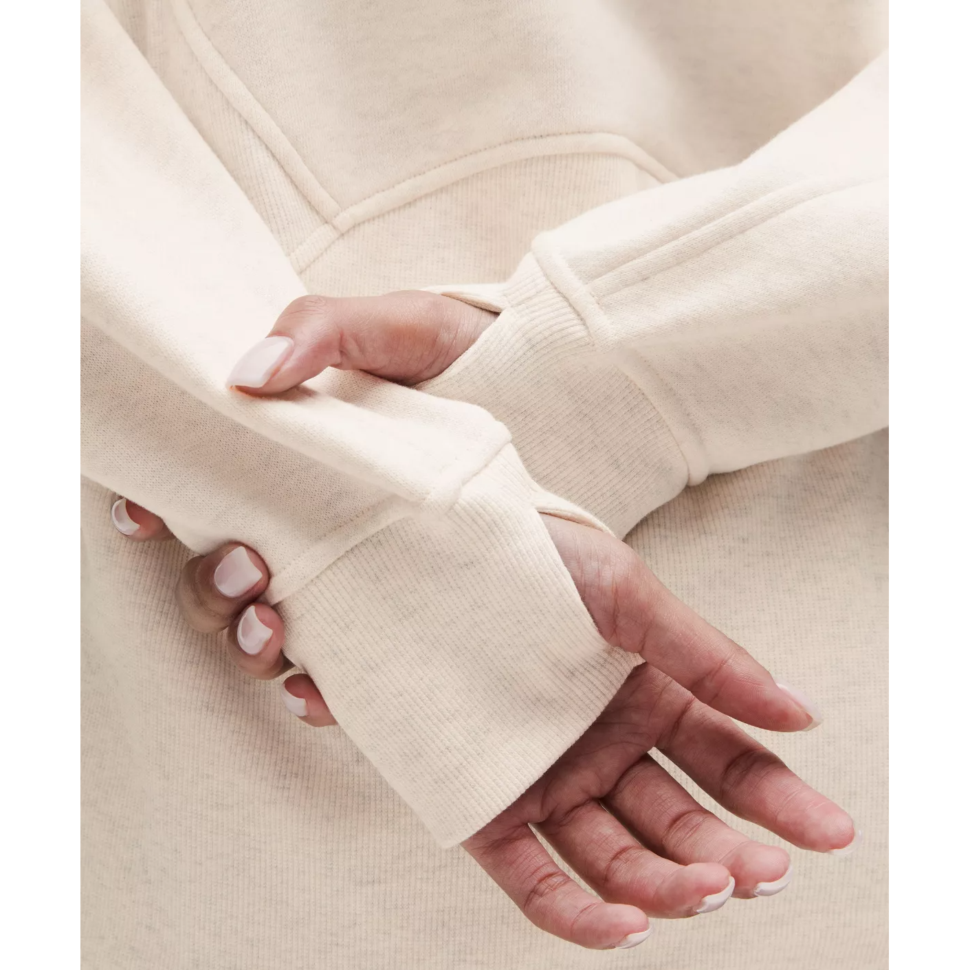 Lululemon Women's Scuba Oversized Funnel-Neck Half Zip Long in Heathered Light Ivory/Gold