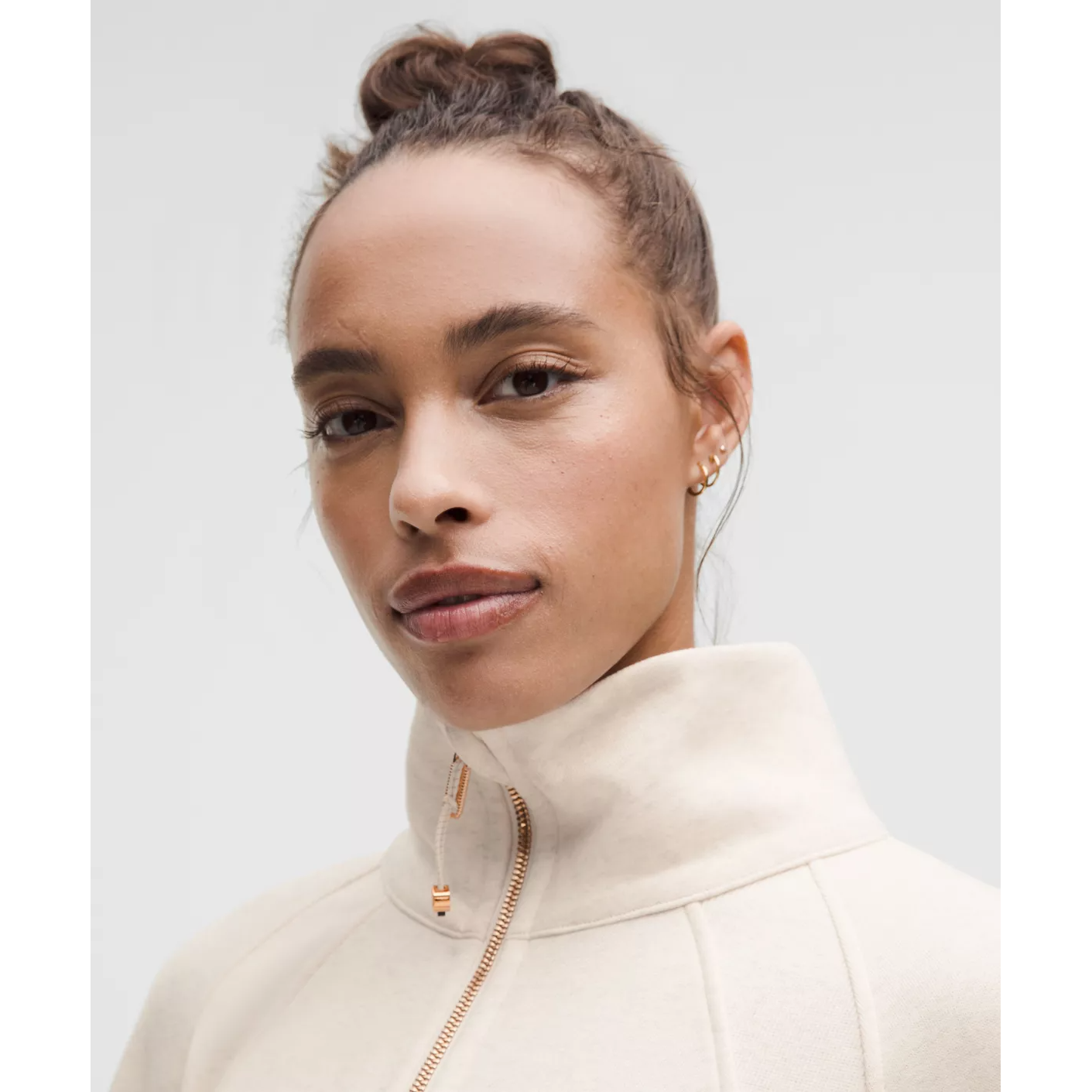 ほぼ未使用✨キャロウェイ ベージュモックネック ハイネック トレーナーLL Lululemon Women's Scuba Oversized Funnel-Neck Half Zip Long in