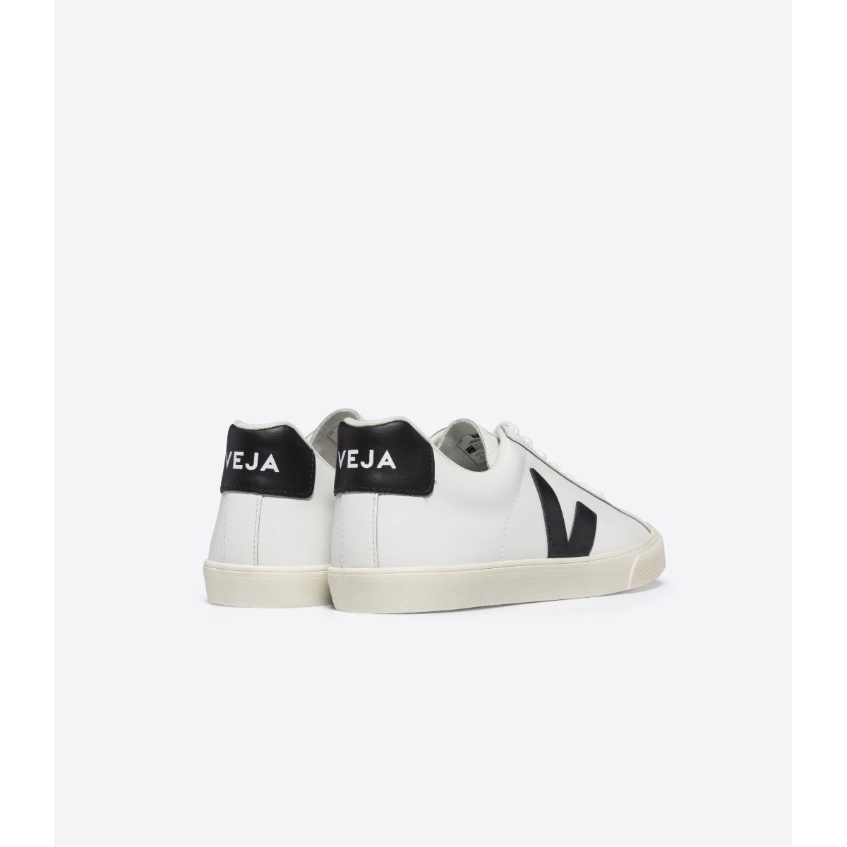 Veja Women's Esplar Leather Sneaker in White Black  Unisex Footwear