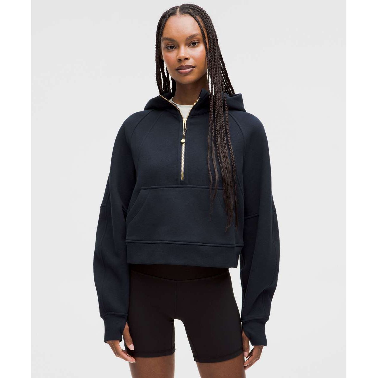 Lululemon Women's Scuba Oversized Half-Zip Hoodie in True Navy/Gold