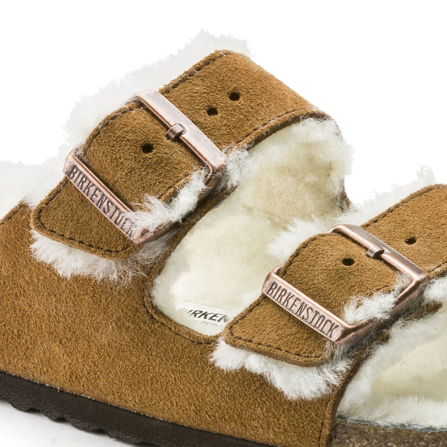 Birkenstock Arizona Shearling Suede Sandal in Mink  Women's Footwear