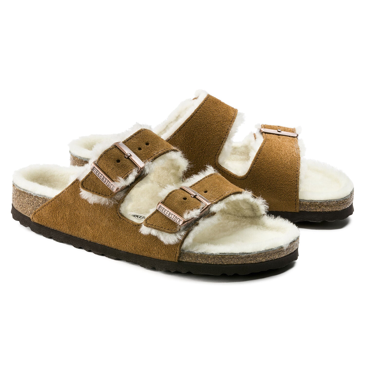 Birkenstock Arizona Shearling Suede Sandal in Mink  Women's Footwear