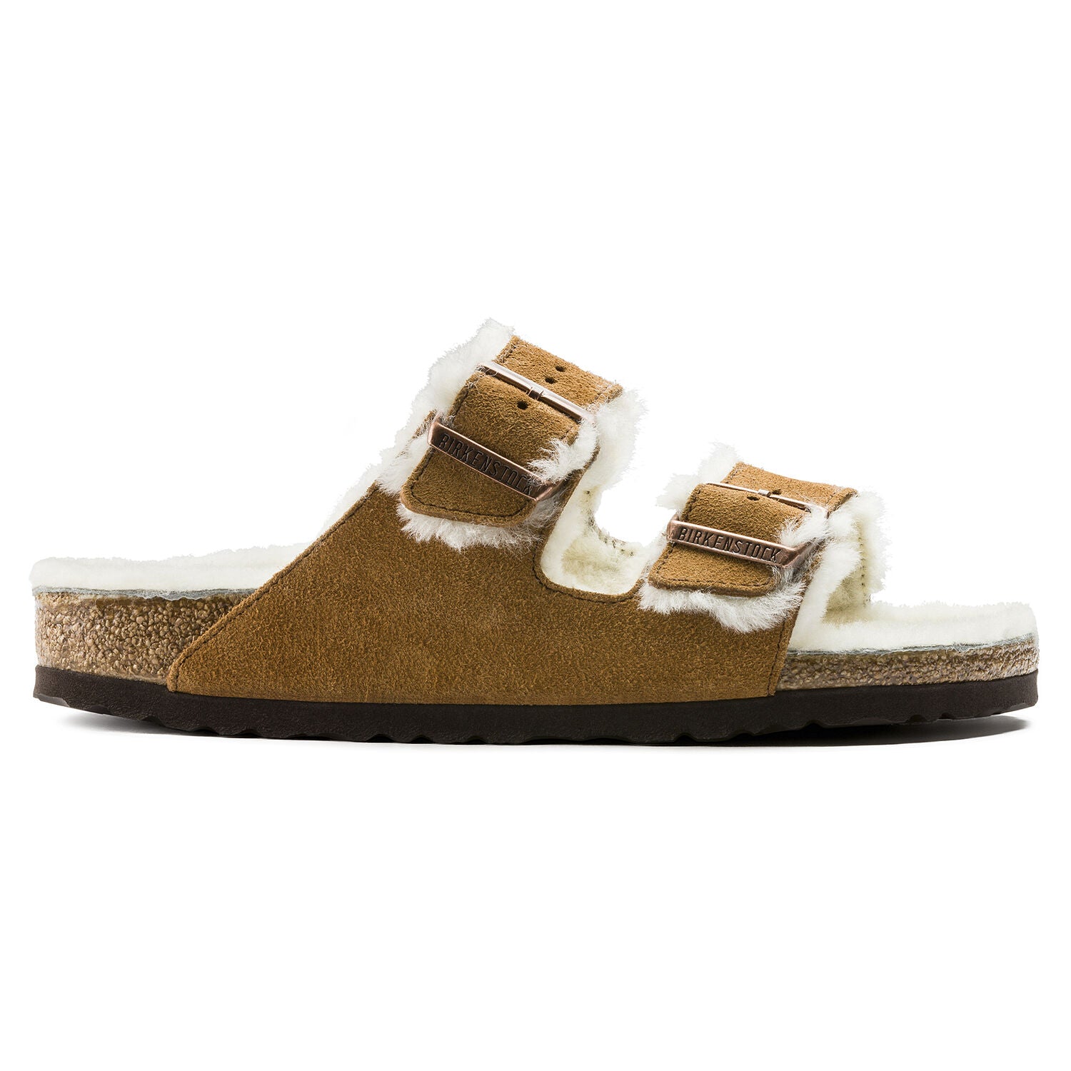 Birkenstock Arizona Shearling Suede Sandal in Mink  Women's Footwear