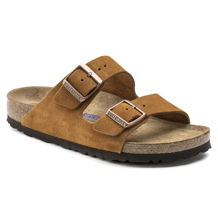 Birkenstock Arizona Suede Soft Footbed Sandal in Mink