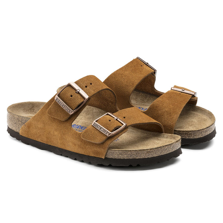 Birkenstock Arizona Suede Soft Footbed Sandal in Mink