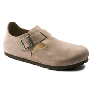 Birkenstock London Suede Leather Classic Footbed in Taupe  Men's Footwear