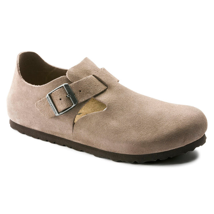 Birkenstock London Suede Leather Classic Footbed in Taupe  Men&