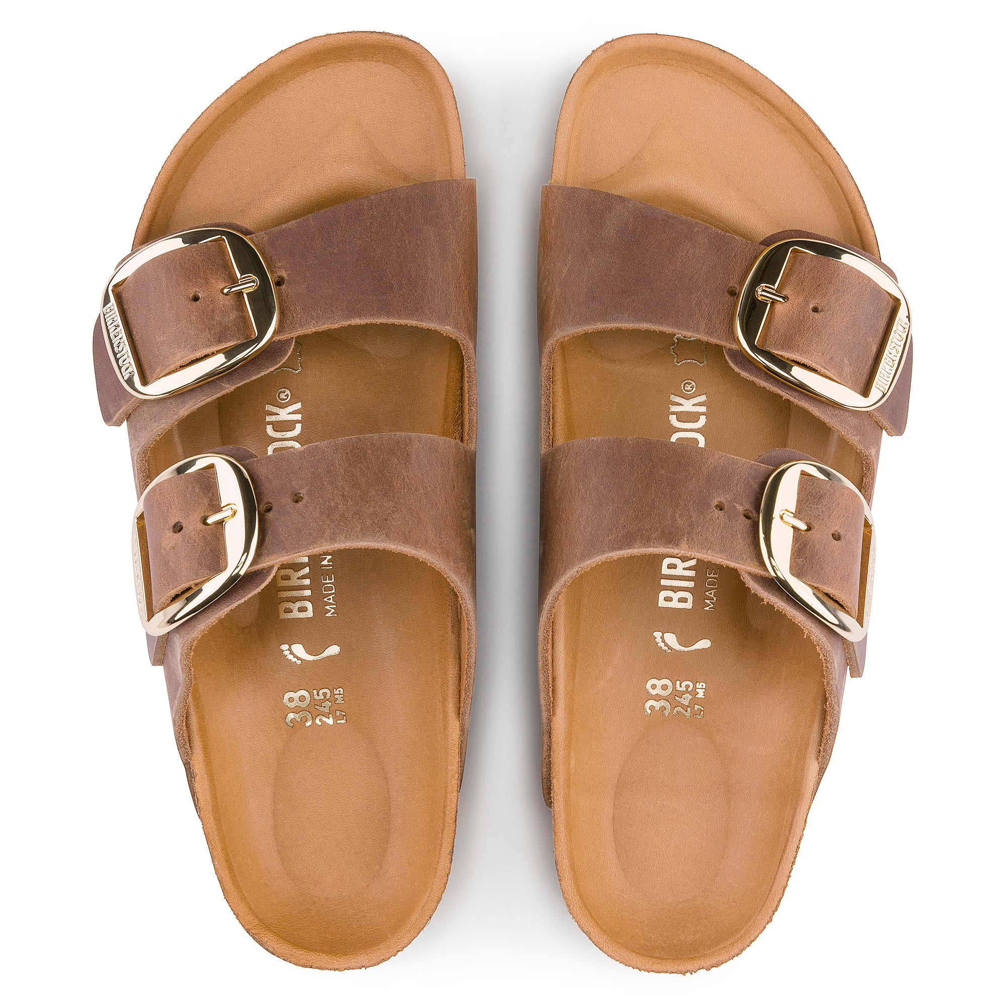 Birkenstock Arizona Big Buckle Oiled Leather in Cognac  Women's Footwear