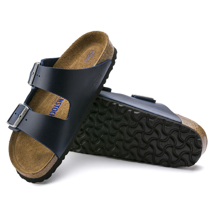 Birkenstock Arizona Oiled Leather Soft Footbed Sandal in Blue