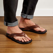 OluKai Men's Mea Ola Sandal in Tan/Dark Java  Men's Footwear