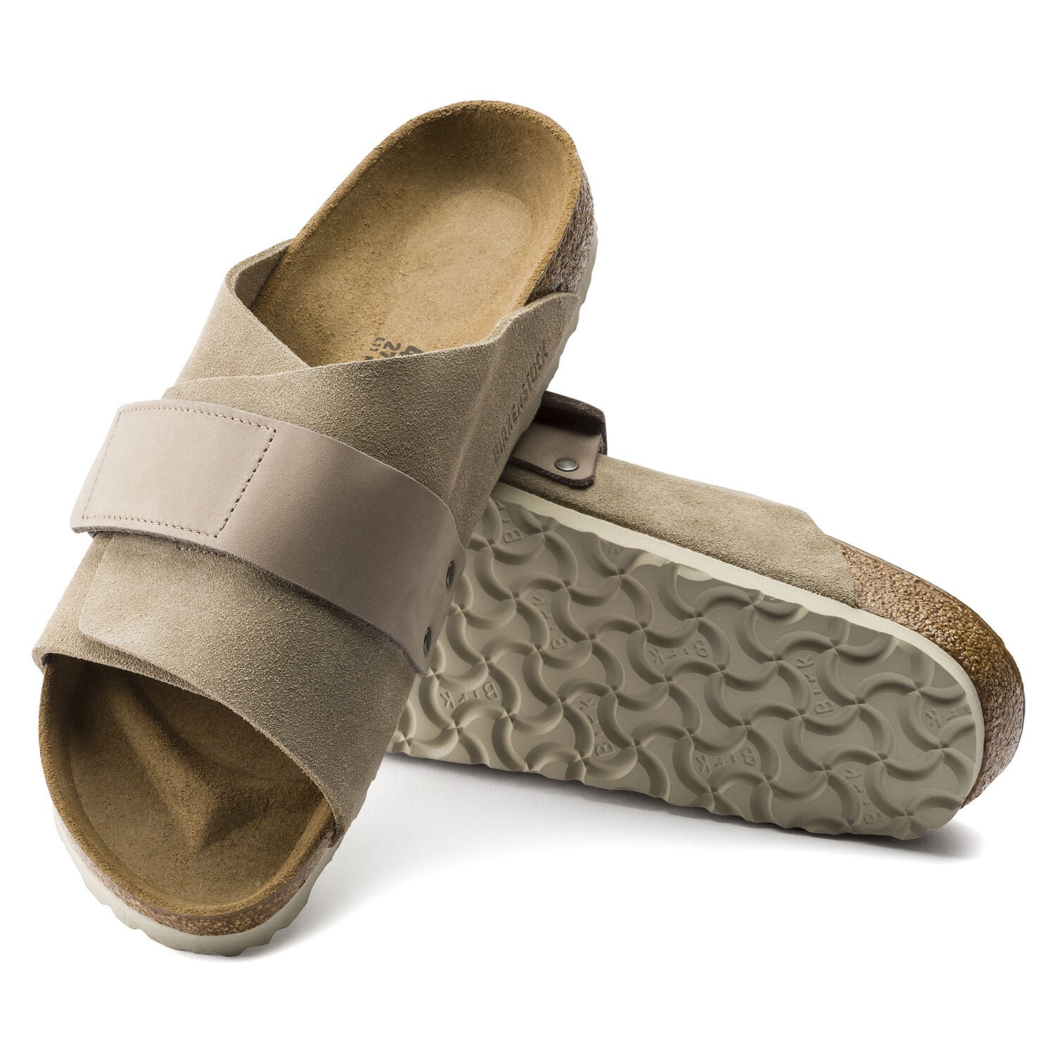 Birkenstock Kyoto Oiled Leather/Suede Leather Sandal in Taupe  Women's Footwear