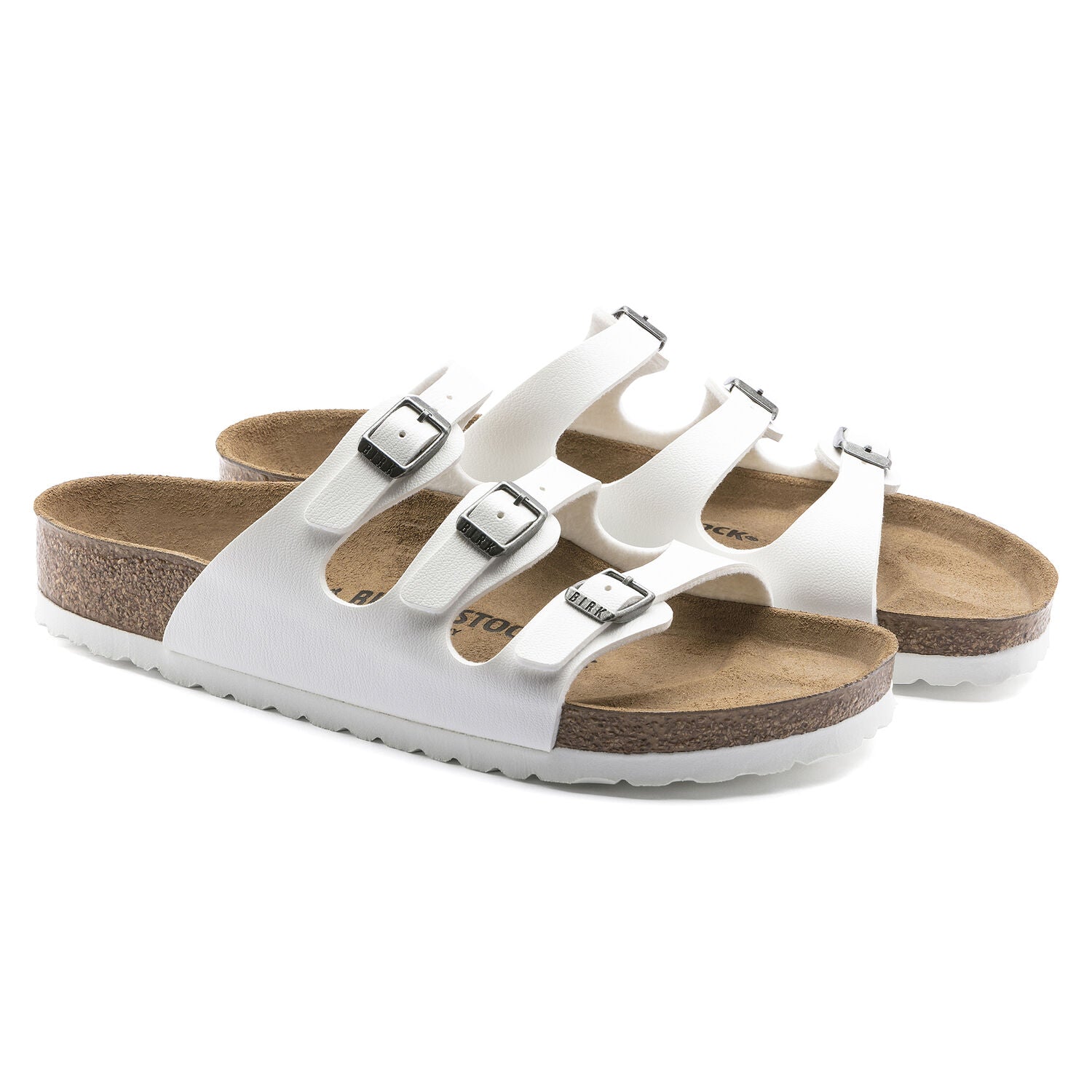 Birkenstock Women's Florida Birko-Flor Classic Footbed Sandal in White  Women's Footwear