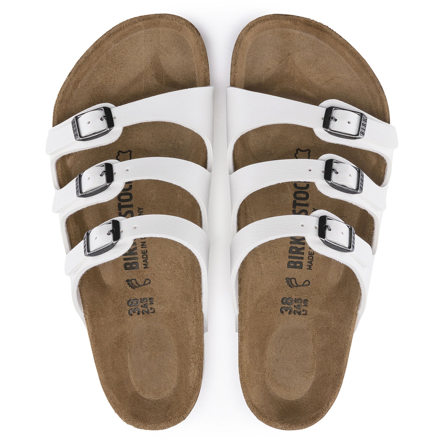 Birkenstock Women's Florida Birko-Flor Classic Footbed Sandal in White  Women's Footwear