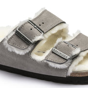 Birkenstock Arizona Shearling Suede Sandal in Stone Coin  Women's Footwear