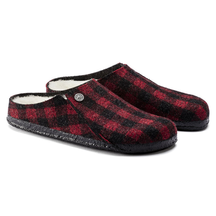 Birkenstock Zermatt Wool Felt Slipper in Plaid Red  Unisex Footwear