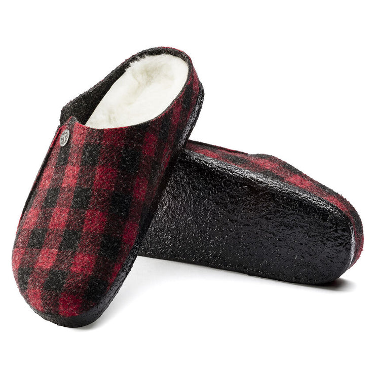 Birkenstock Zermatt Wool Felt Slipper in Plaid Red  Unisex Footwear