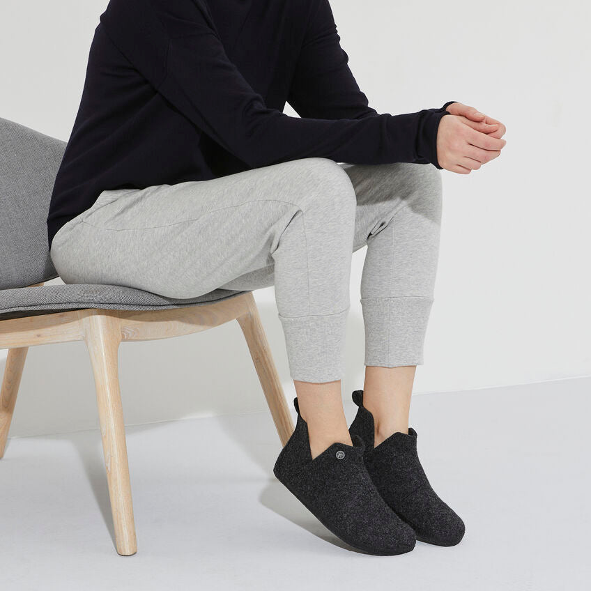 Birkenstock Andermatt Shearling Wool Felt Slipper in Anthracite  Unisex Footwear
