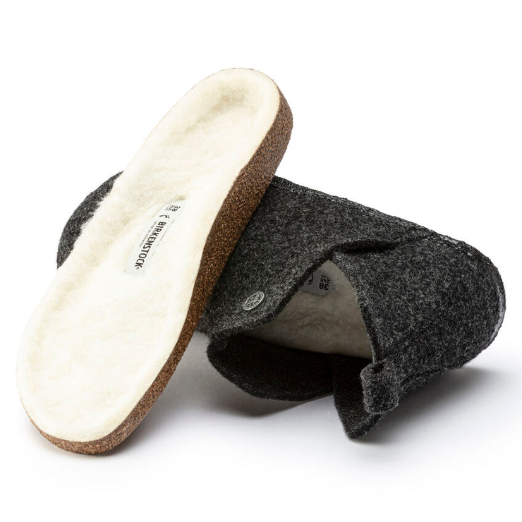 Birkenstock Andermatt Shearling Wool Felt Slipper in Anthracite  Unisex Footwear