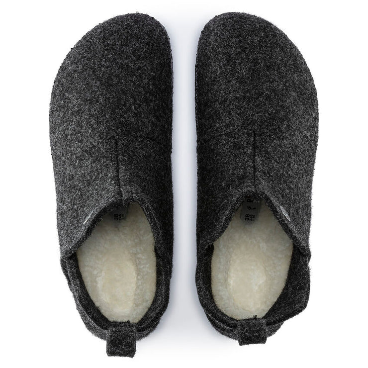 Birkenstock Andermatt Shearling Wool Felt Slipper in Anthracite  Unisex Footwear