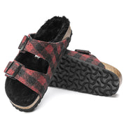 Birkenstock Arizona Shearling Wool Sandal in Plaid Red  Women's Footwear